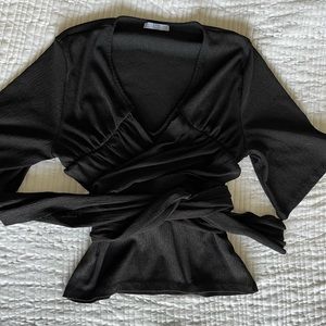 Zara black wrap around blouse